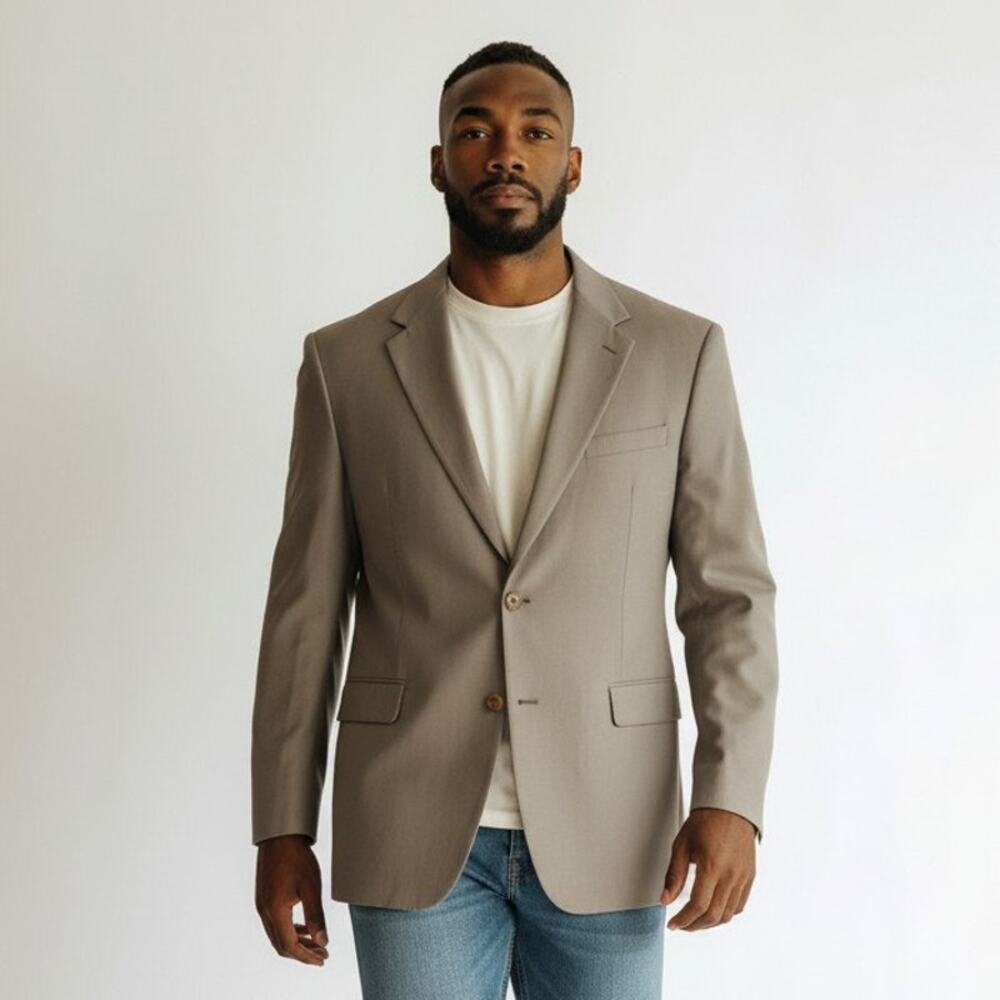 Canali Sport Blazer Mens L Beige Taupe Wool Lined Notch Lapel Preppy Outdoor